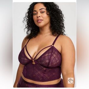 Torrid Plaid Lace Strappy Cami Top Size 2X NWT